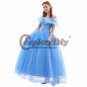 Women's Blue Princess Dress Cinderella Dress Adult Cosplay Party Dress Evening Dress