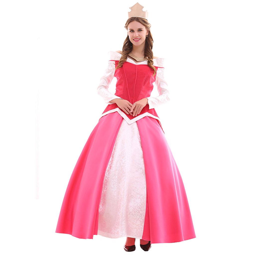 CosplayDiy Women Dress Sleeping Beauty Dress Adult Long Sleeve Pink ...