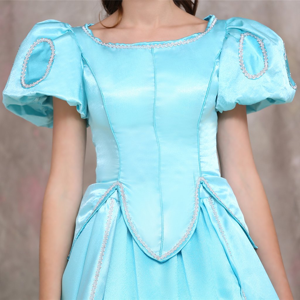 Ariel Blue Dress The Little Mermaid Women Short Sleeve Dress Costume
