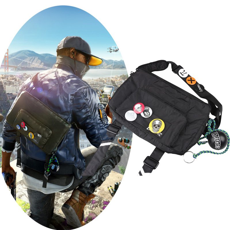 CosplayDiy Men's Bag Watch Dogs 2 Marcus Holloway Cosplay Black Single