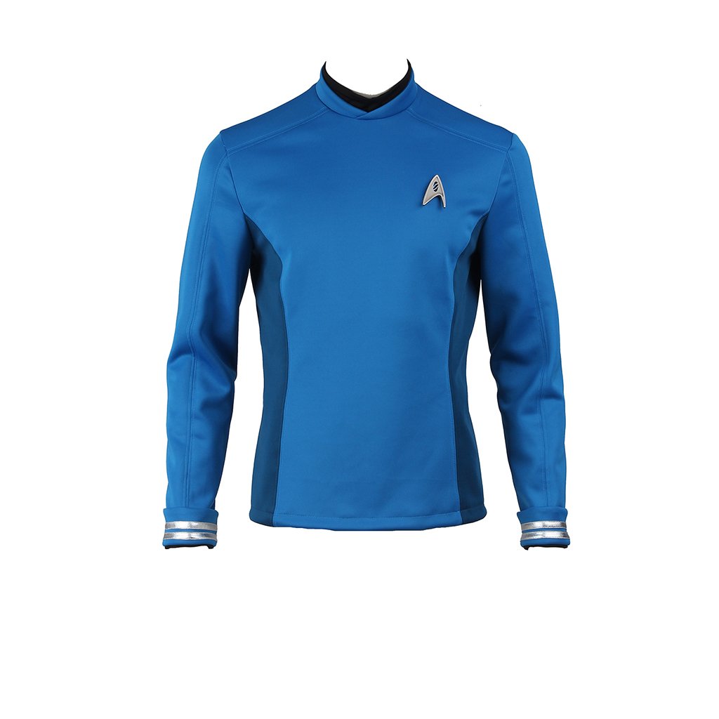 CosplayDiy Men's Shirts Star Trek Beyond Spock Science Officer Blue Shirt Top Costume Cosplay