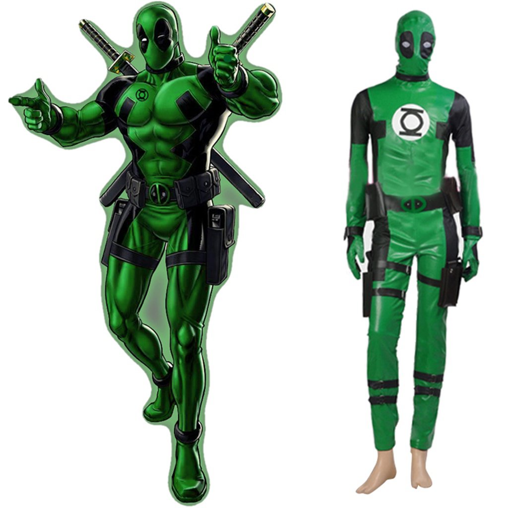 CosplayDiy Men's Costume Deadpool Costume Cosplay Green Style Outfit Costume Cosplay for Halloween