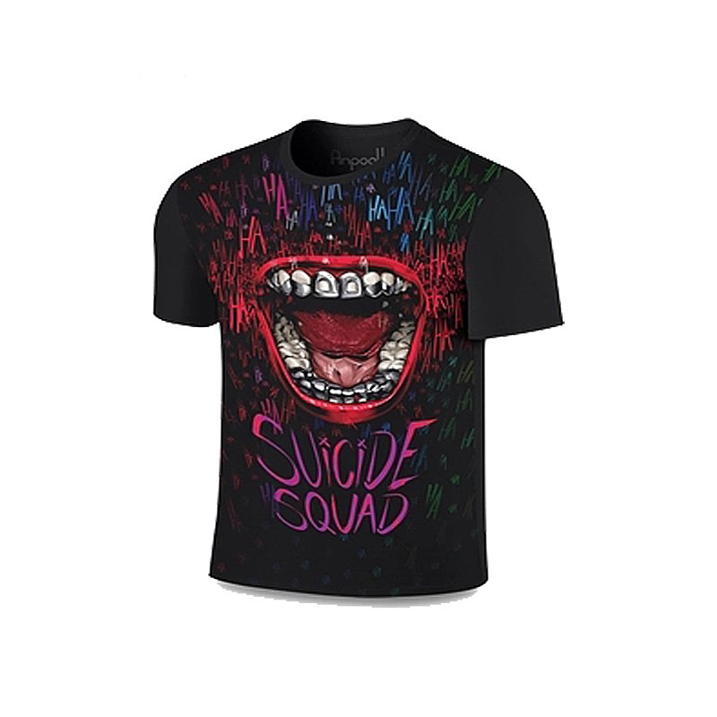 2017 New Arrival Adult's Top Suicide Squaid Harley Quinn and Joker Printing Short Sleeves Shirt