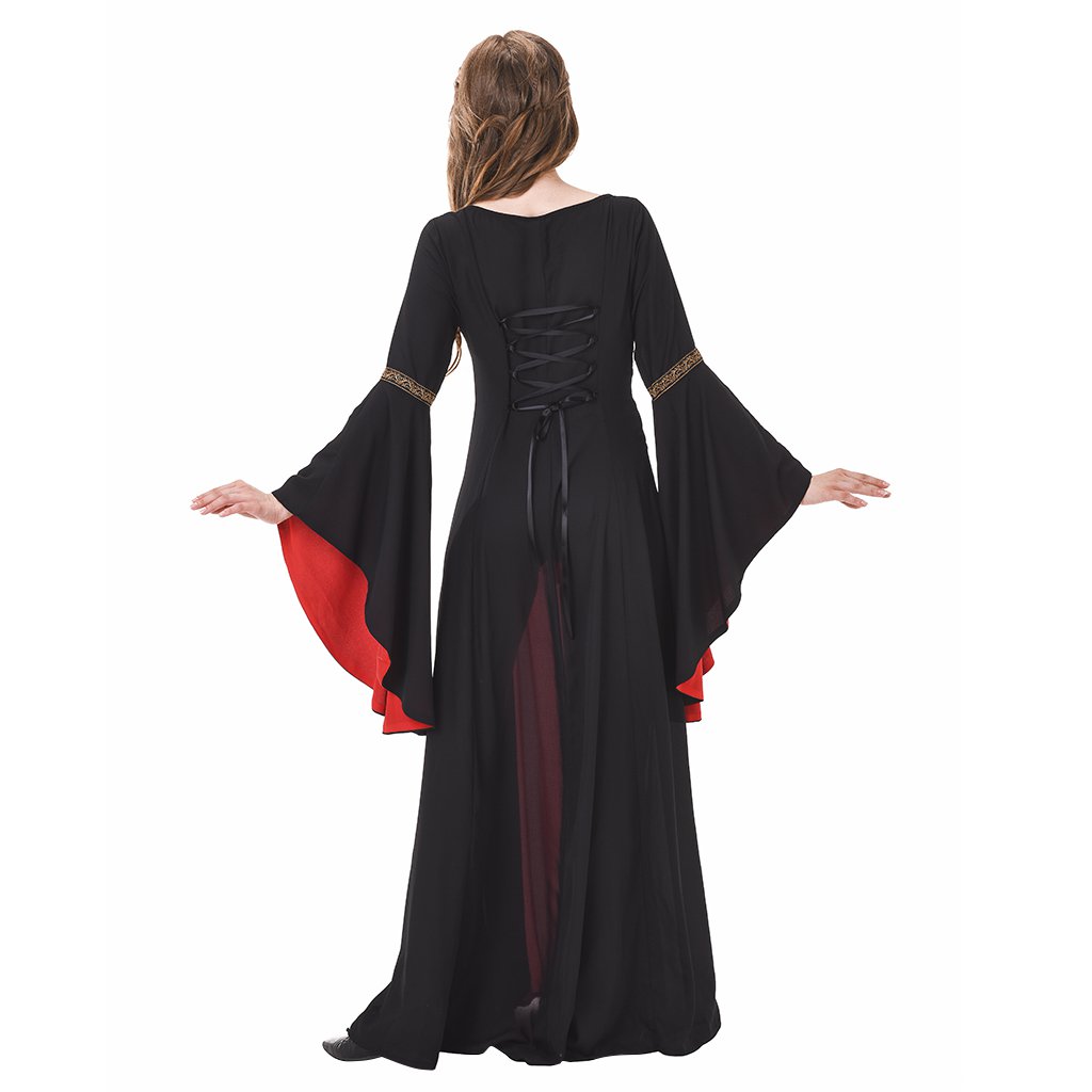 Medieval European retro style ladies dress black and red appealing ...