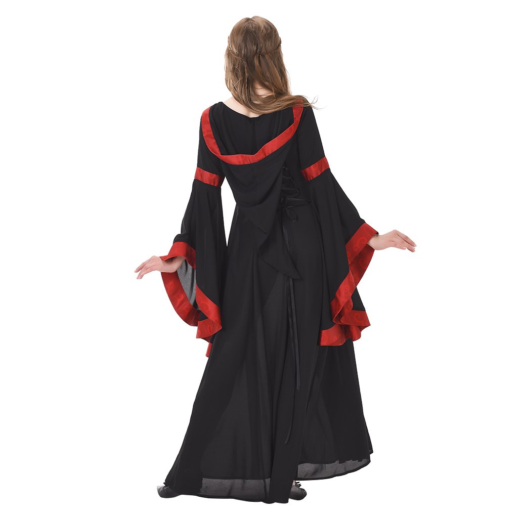 Cosplaydiy Renaissance Medieval Dress Black And Red Hoody Custom Made