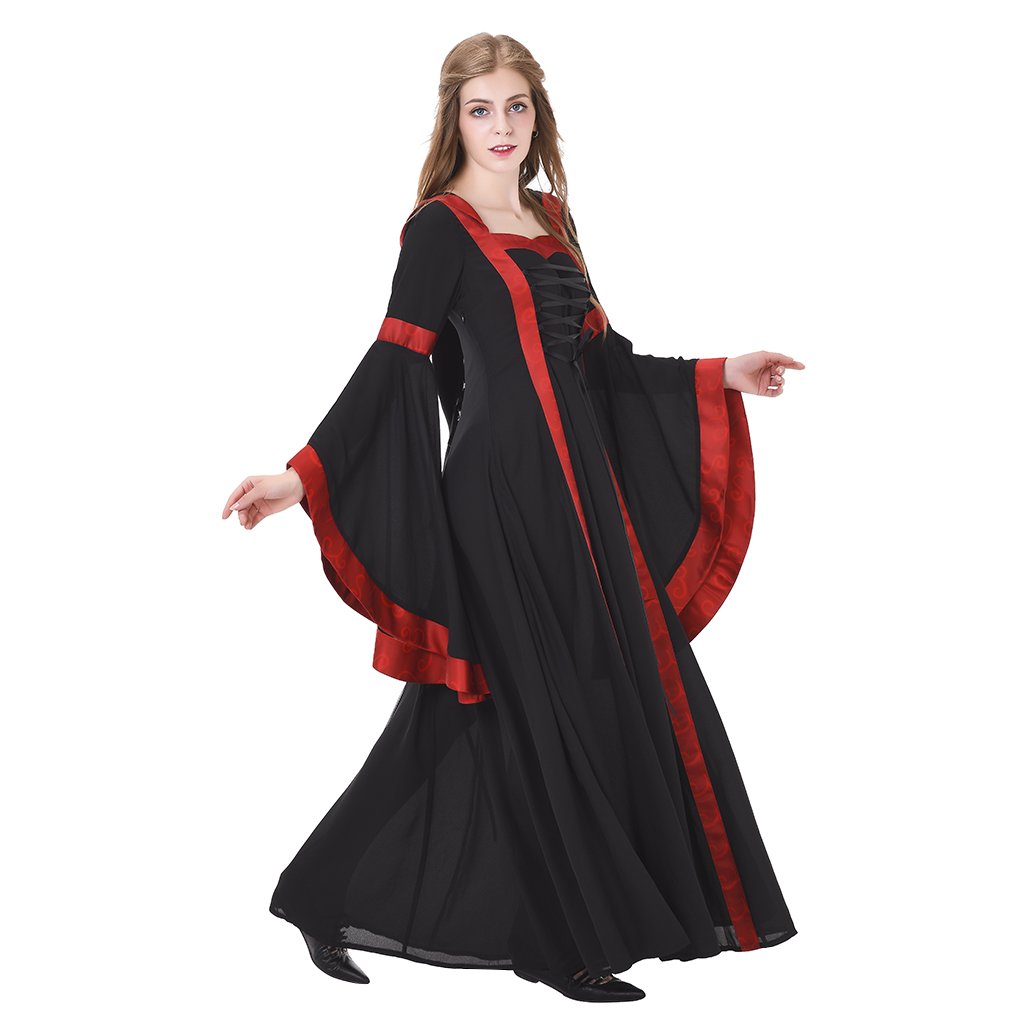 Cosplaydiy Renaissance Medieval Dress Black And Red Hoody Custom Made