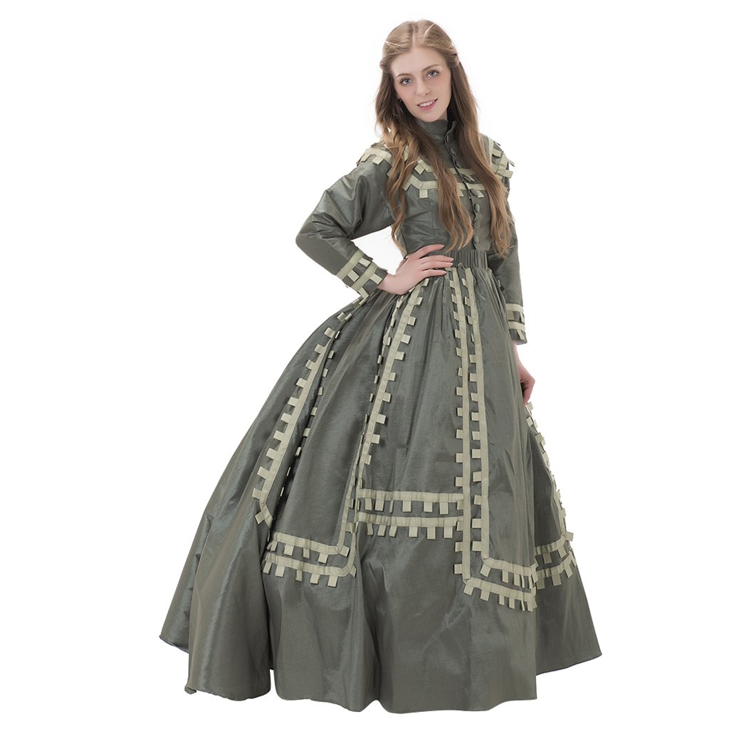 Custom made 1890s Victorian day dress cosplay civil war style green dress