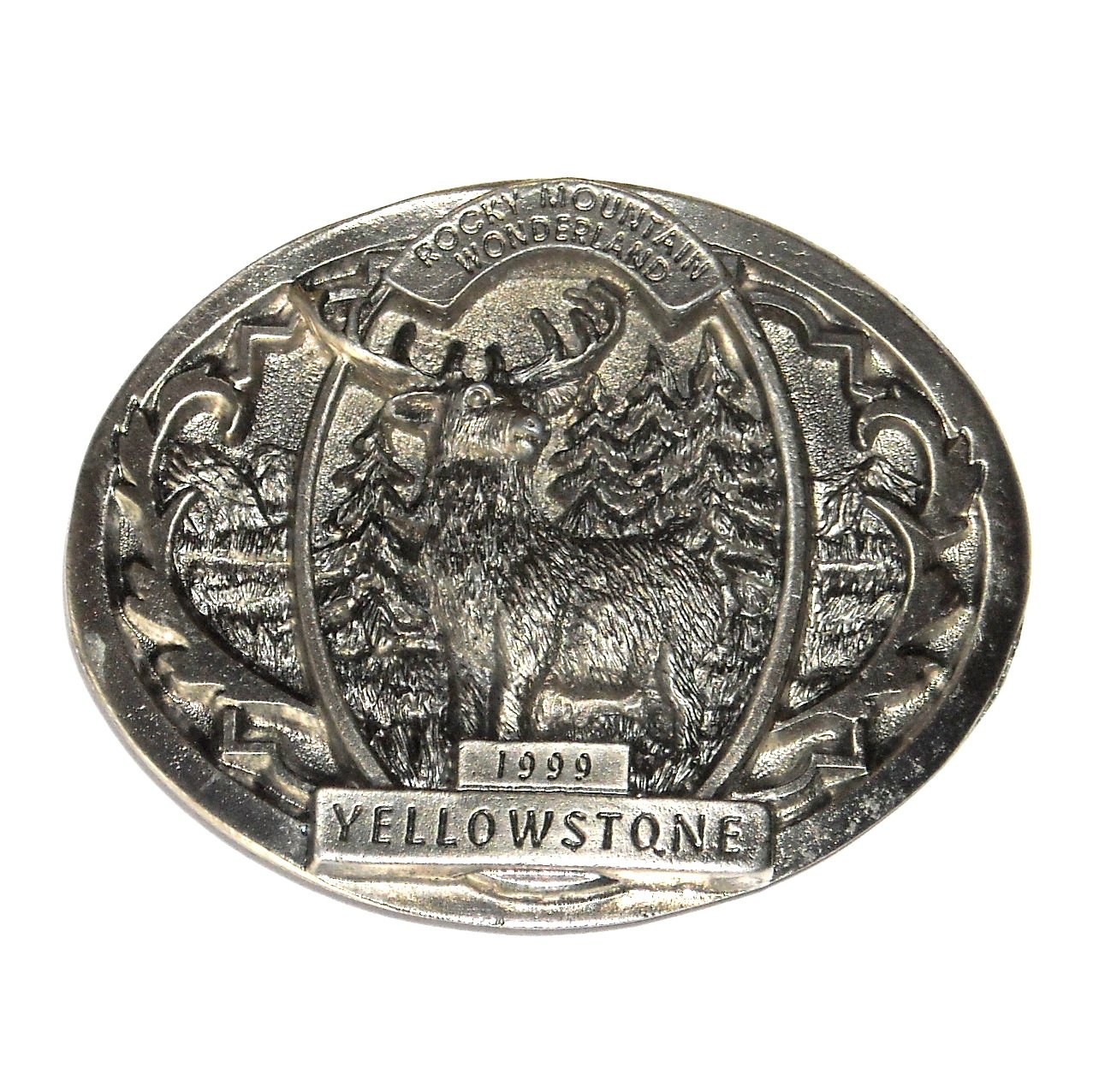 Yellowstone 3D Rocky Mountains Wonderland Solid Pewter Belt Buckle
