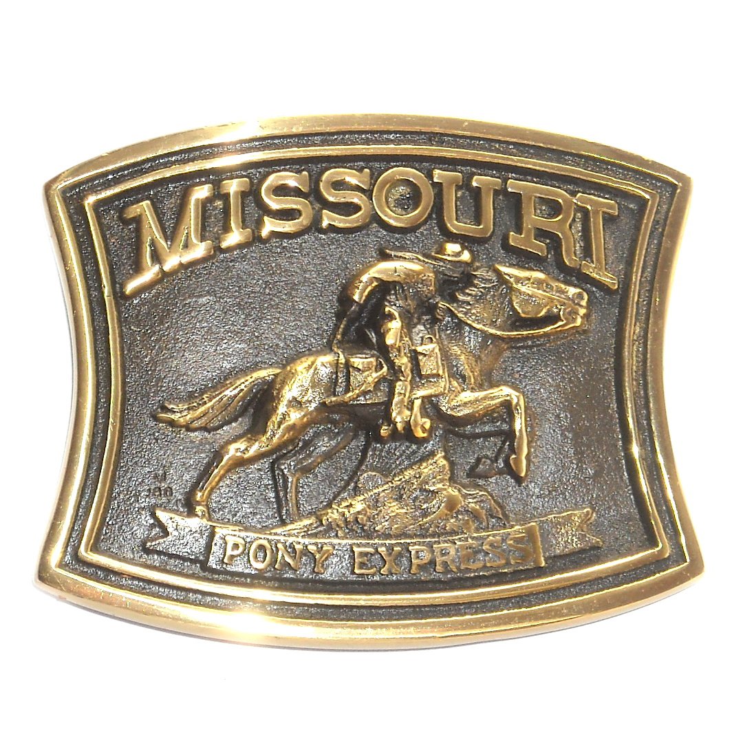 Missouri Pony Express Heritage Mint Solid Brass Vintage Belt Buckle