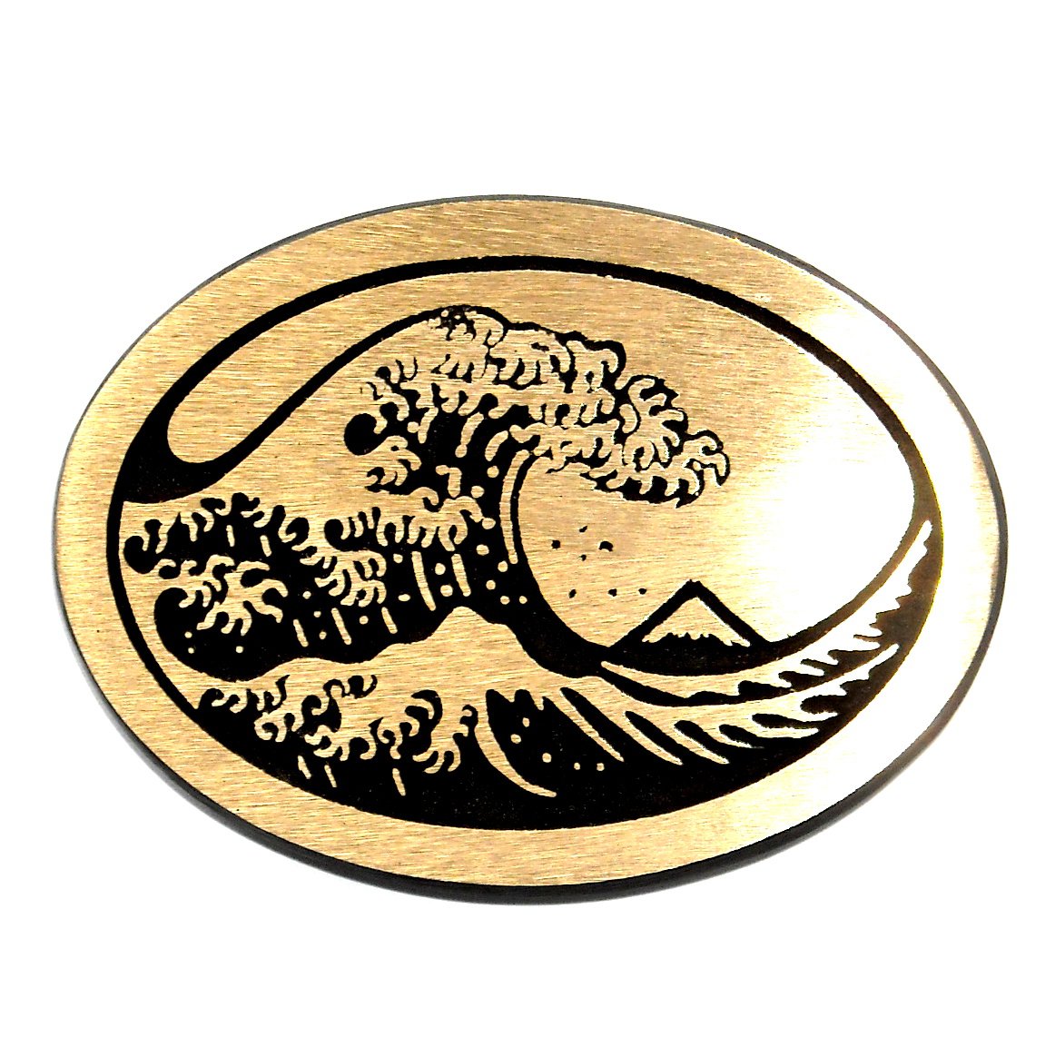 Great Big Wave Surfer Hand Casted Sanded Finish Solid Bronze Belt Buckle