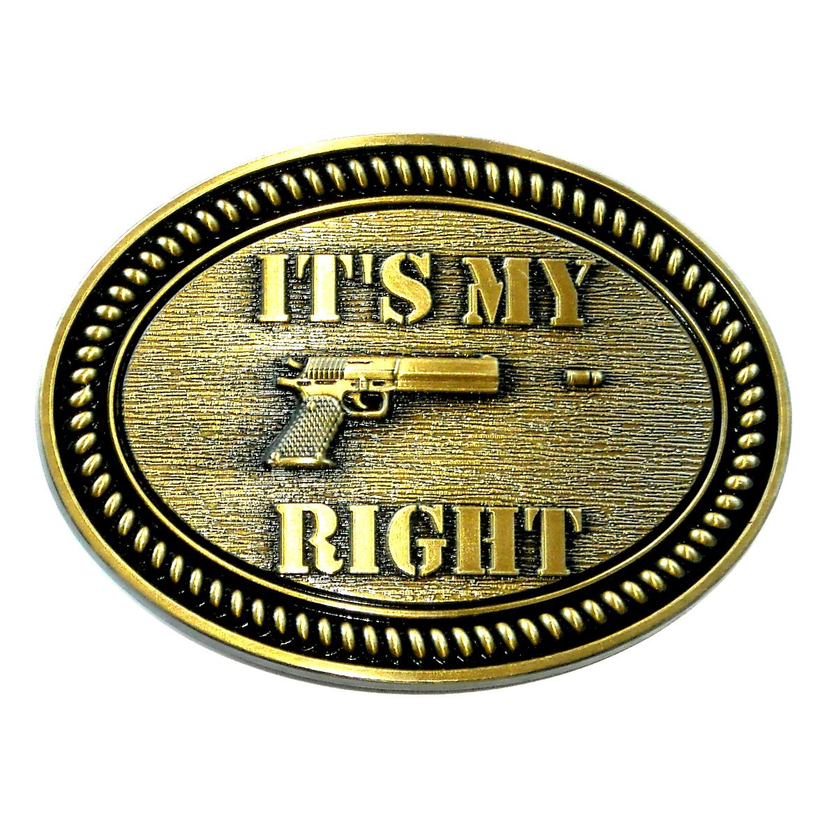It's My Right Second Amendment Brass Color Belt Buckle