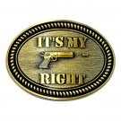 It's My Right Second Amendment Brass Color Belt Buckle