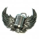 Mic Wings My Microphone Pewter Color Belt Buckle