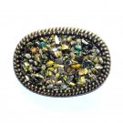 Natural Stones Rocks Boho Bobo Vintage Brass Western Standard Belt Buckle