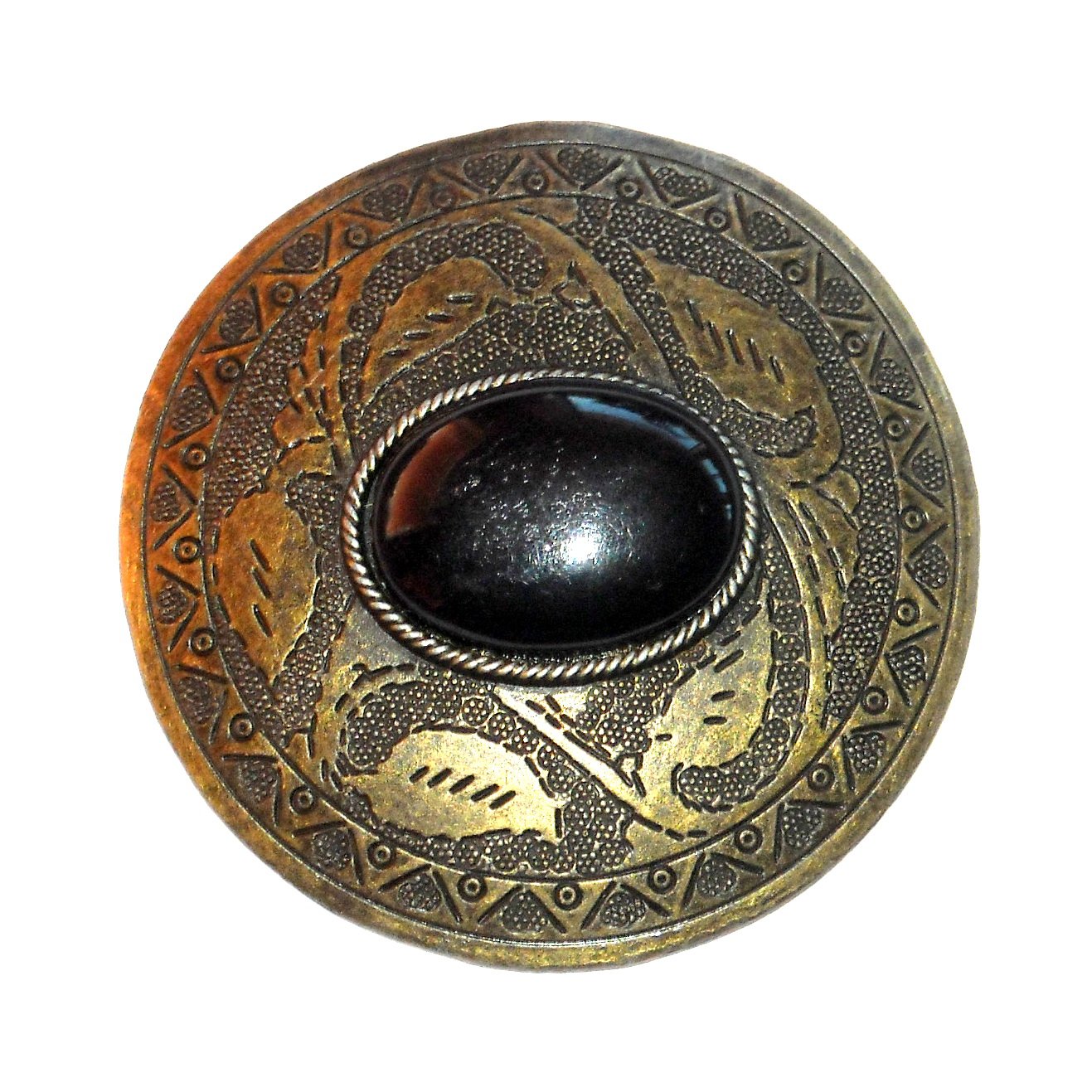 Stone Boho Bobo Vintage Large Brass Round Western Belt Buckle