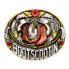 Boot Scootin Color Bergamot US Pewter Line Dance Belt Buckle Boot Scootin Color Bergamot US Pewter Line Dance Belt Buckle