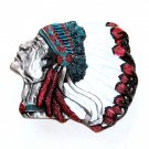 American Indian Chief Native Color 3D Bergamot US Pewter Belt Buckle