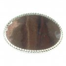 Rope Edge Oval Blank Nickel Plated Silver Color Belt Buckle