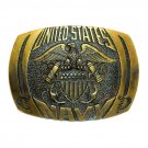 United States Navy Indiana Metal Craft Solid Brass Belt Buckle