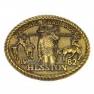 All Around Cowboy NFR Hesston 1982 Rodeo Brass Belt Buckle All Around Cowboy NFR Hesston 1982 Rodeo Brass Belt Buckle