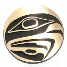 Northwest Coast Totem Hawk Hand Casted Sanded Finish Solid Bronze Round Belt Buckle