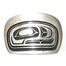 Northwest Totem Salmon Head Hand Casted Silver Satin Finish Solid Bronze Belt Buckle Northwest Totem Salmon Head Hand Casted Silver Satin Finish Solid Bronze Belt Buckle