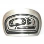 Northwest Totem Salmon Head Hand Casted Silver Satin Finish Solid Bronze Belt Buckle