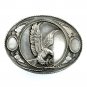 American Eagle Siskiyou Rope Edge Pewter Western Belt Buckle