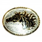 Wild Horse American Stallion Western Gold Silver Color Crumrine Belt Buckle