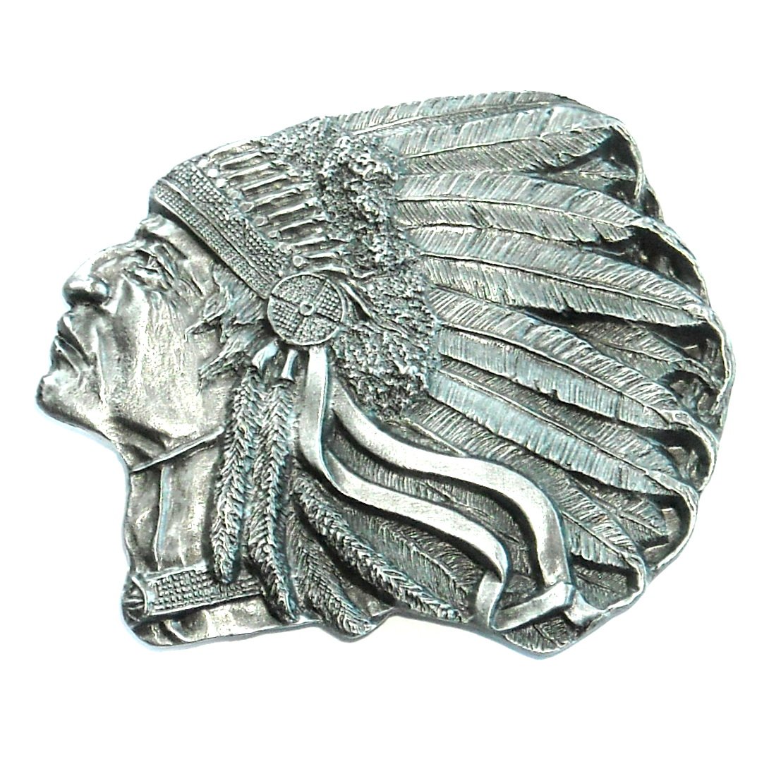 Pewter Belt Buckle novelty American Indian Chief NEW Full Face 