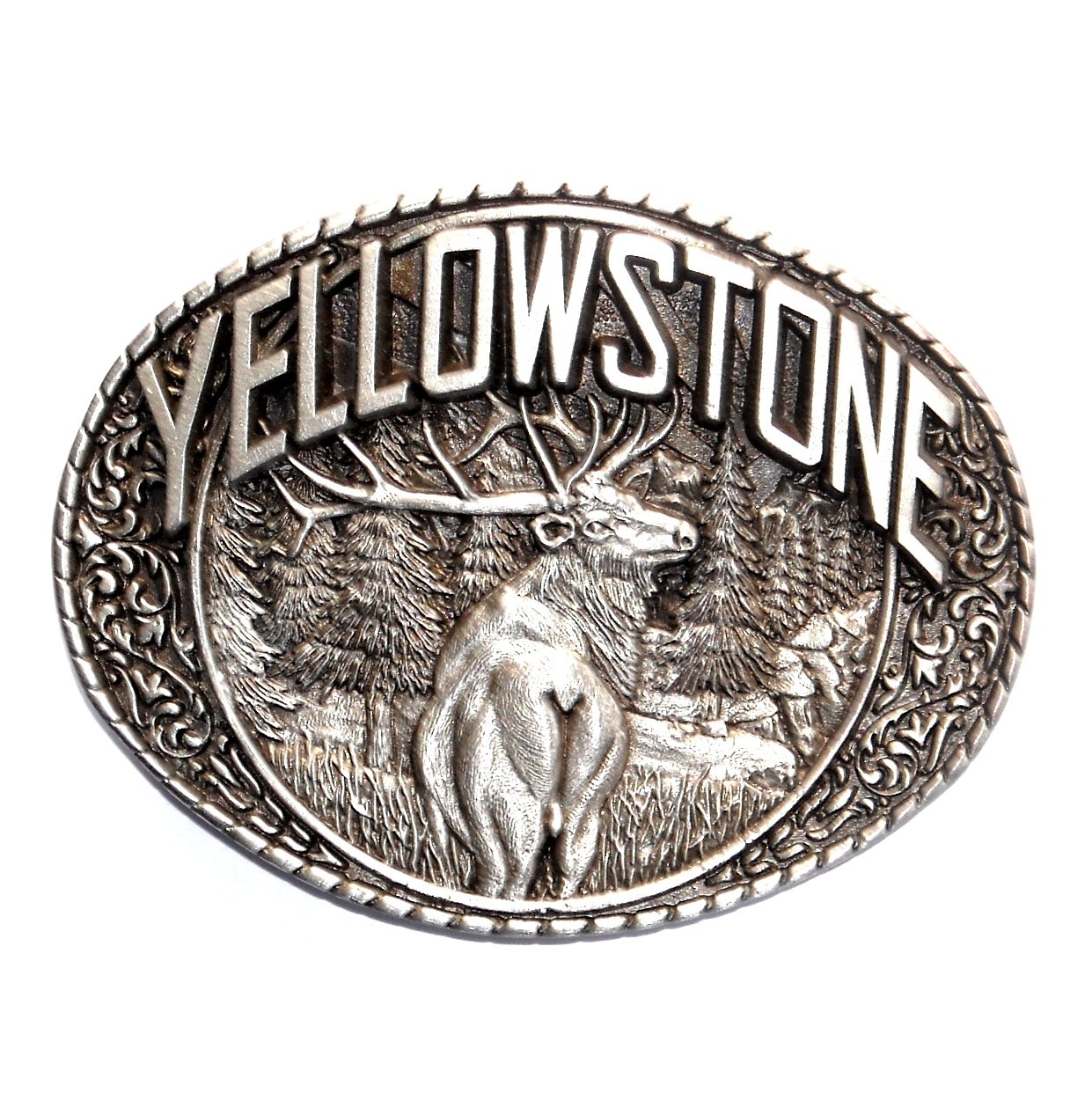 YellowStone Bull Elk Indiana Metal Craft Solid Pewter Classic Western ...