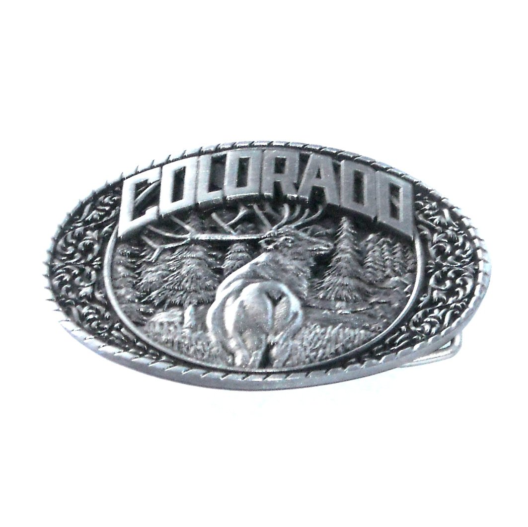 Colorado State Bull Elk Indiana Metal Craft Pewter Classic Western Belt ...