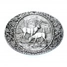 American Wildlife Elk Indiana Metal Craft Solid Pewter Classic Belt Buckle