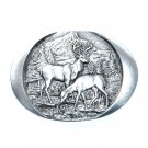 Elk Indiana Metal Craft Solid Pewter Classic Belt Buckle