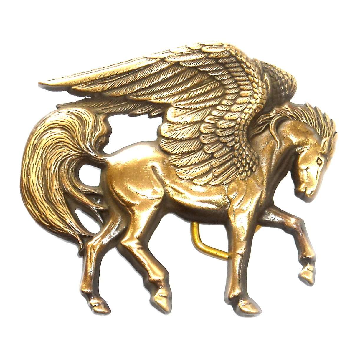 Pegasus Flying Winged Horse 3D Baron Solid Brass Belt Buckle