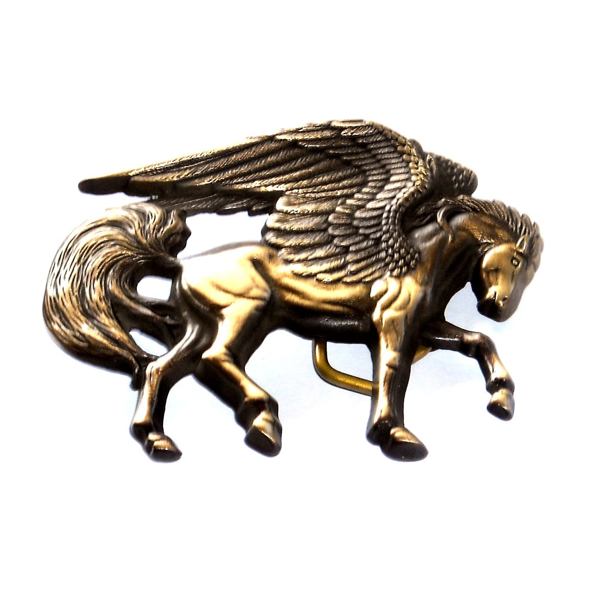 Pegasus Flying Winged Horse 3D Baron Solid Brass Belt Buckle