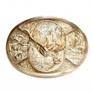 Elk Trophy Vintage Award Design Brass Belt Buckle