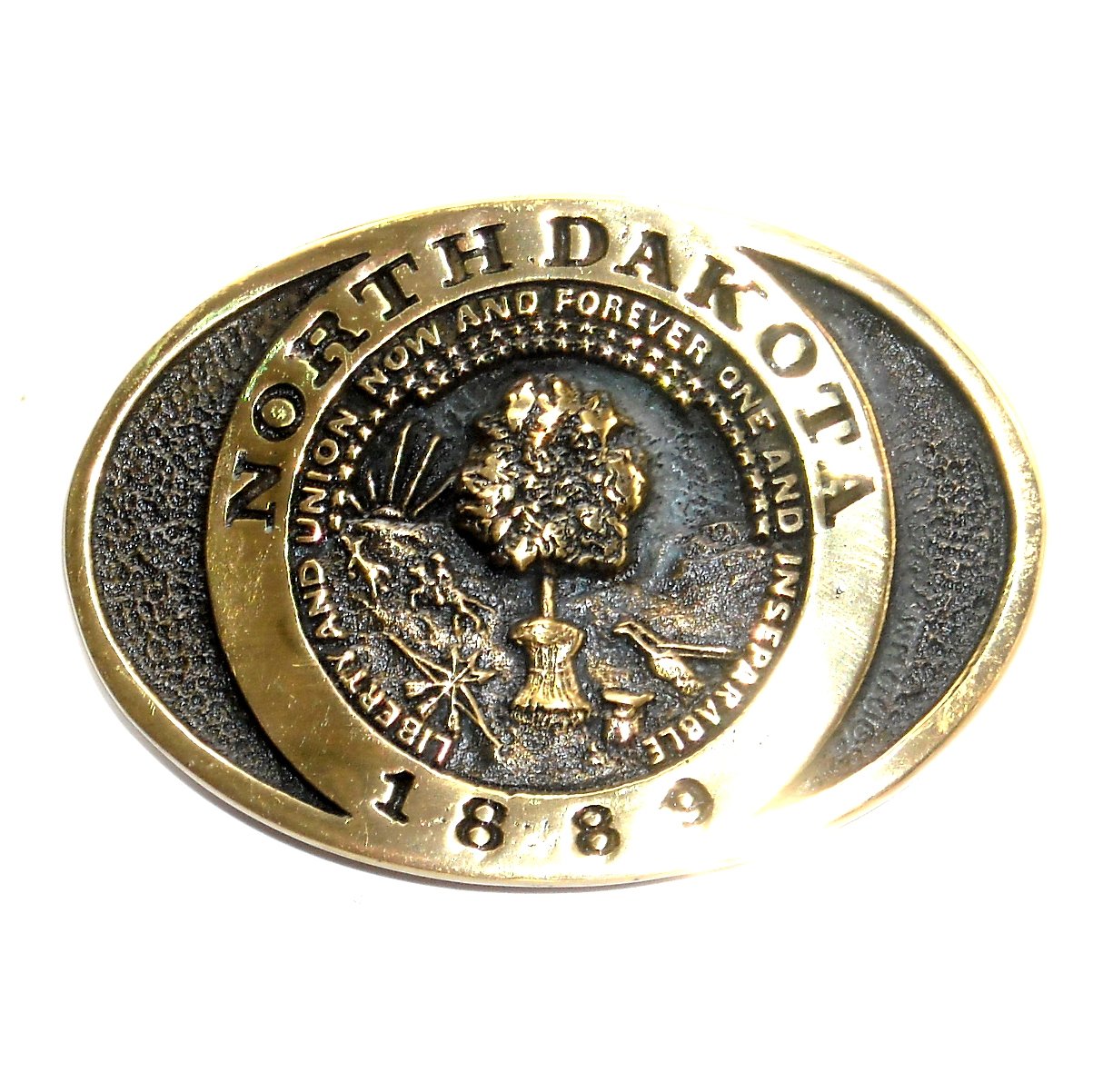 North Dakota 1889 Heritage Mint Solid Brass Vintage Belt Buckle