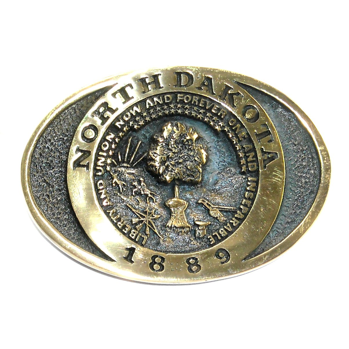 North Dakota 1889 Heritage Mint Solid Brass Vintage Belt Buckle