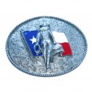 Cowgirl Texas Flag Color Bergamot 3D Pewter Belt Buckle Cowgirl Texas Flag Color Bergamot 3D Pewter Belt Buckle