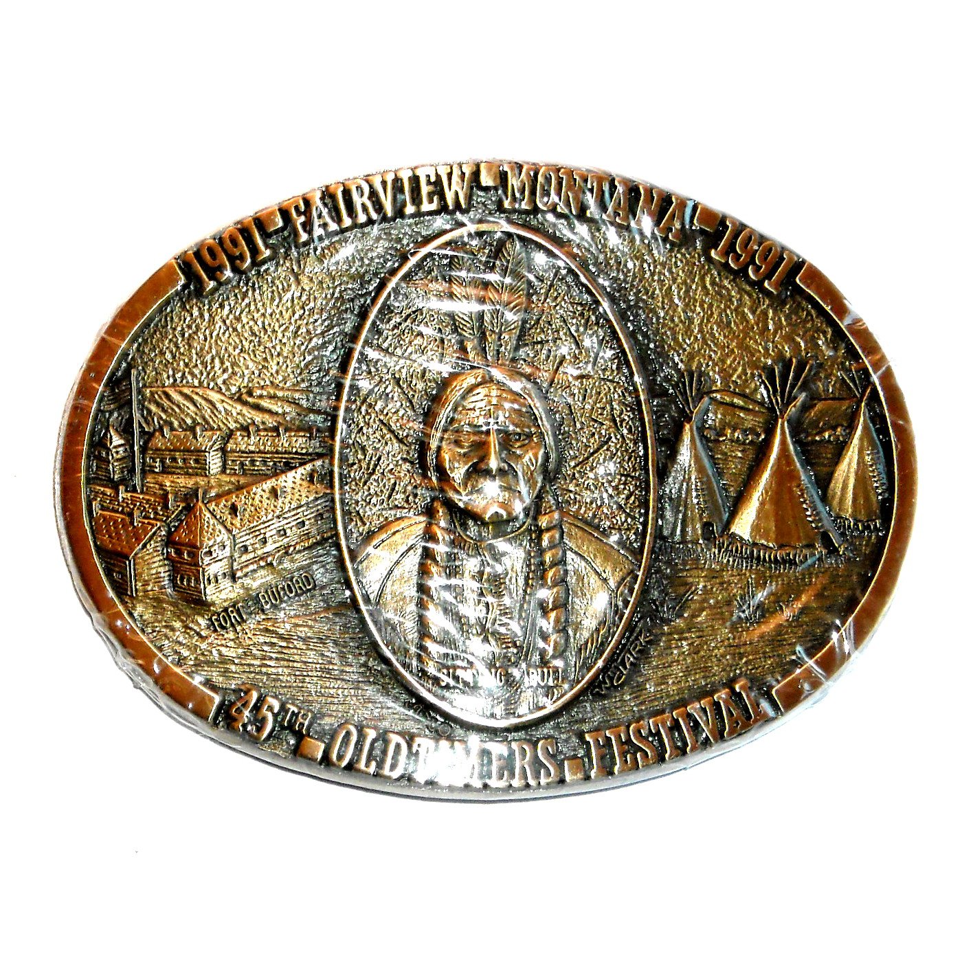 Fairview Montana Oldtimers Festival 1991 ADM Brass Belt Buckle