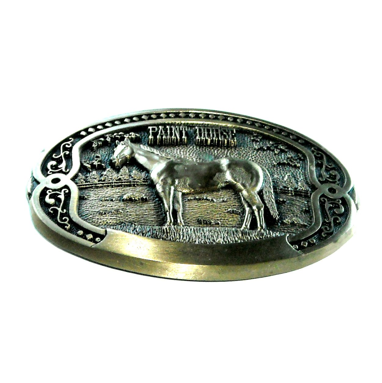 Paint Horse Tony Lama Breeder Series Brass Belt Buckle