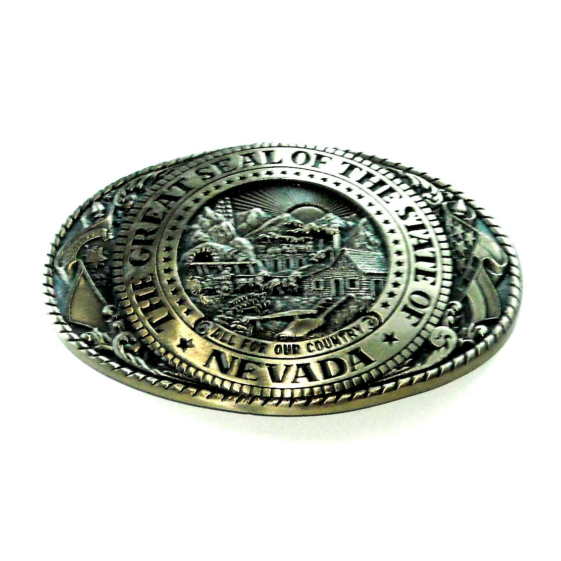 Tony Lama Nevada State Series Solid Brass Belt Buckle