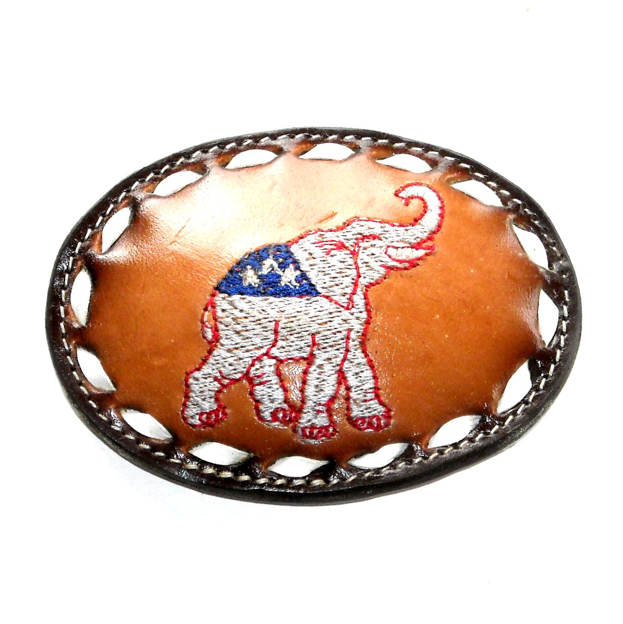 GOP Republican Elephant Tony Lama Leather Belt Buckle