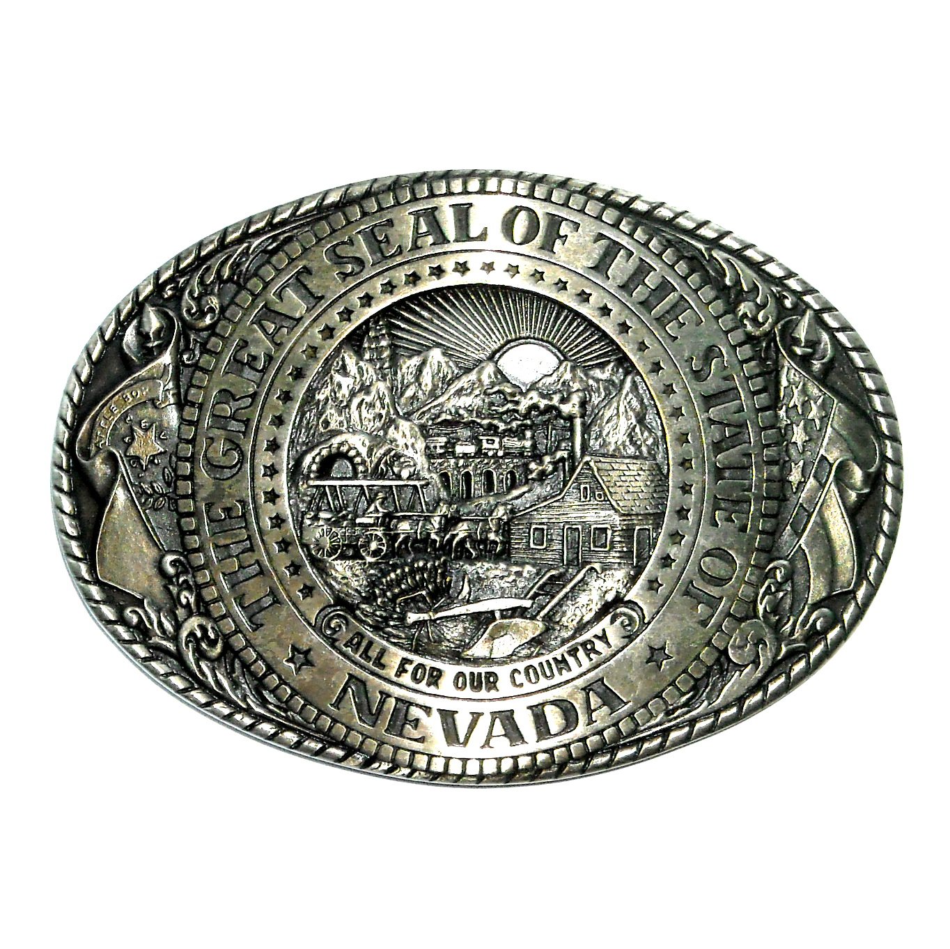 Tony Lama Nevada State Series Solid Brass Belt Buckle