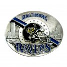 Baltimore Ravens NFL Blue Black Siskiyou Solid Pewter Belt Buckle