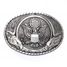 United States Seal Indiana Metal Craft Solid Pewter Classic Western Belt Buckle
