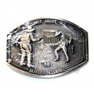 Oklahoma Cowchip Shout Out Award Design Solid Brass Belt Buckle