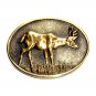 Mule Deer 3D Vintage BTS Solid Brass Belt Buckle