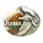 Oregon Bald Eagle 3D Siskiyou Pewter Bergamot Color US Belt Buckle